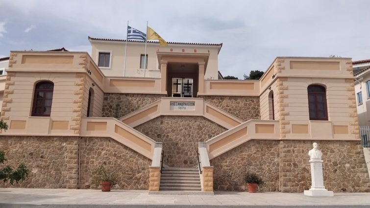 Explore this neoclassical architecture in Kalamata, Greece featuring stone and stucco design.